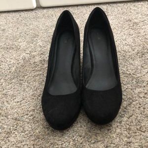Black suede wedges